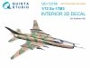 Quinta Studio QD+72168 Su-17M3 3D-Printed coloured Interior on decal paper (Modelsvit) (with 3D-printed resin part) 1/72